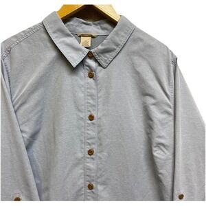 Duluth Trading Co Womens Performance Roll Tab Sleeve Button Up Shirt 3X Blue...